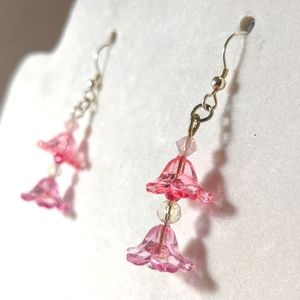 Pink Floral Beaded Earrings - Swarovski Elements